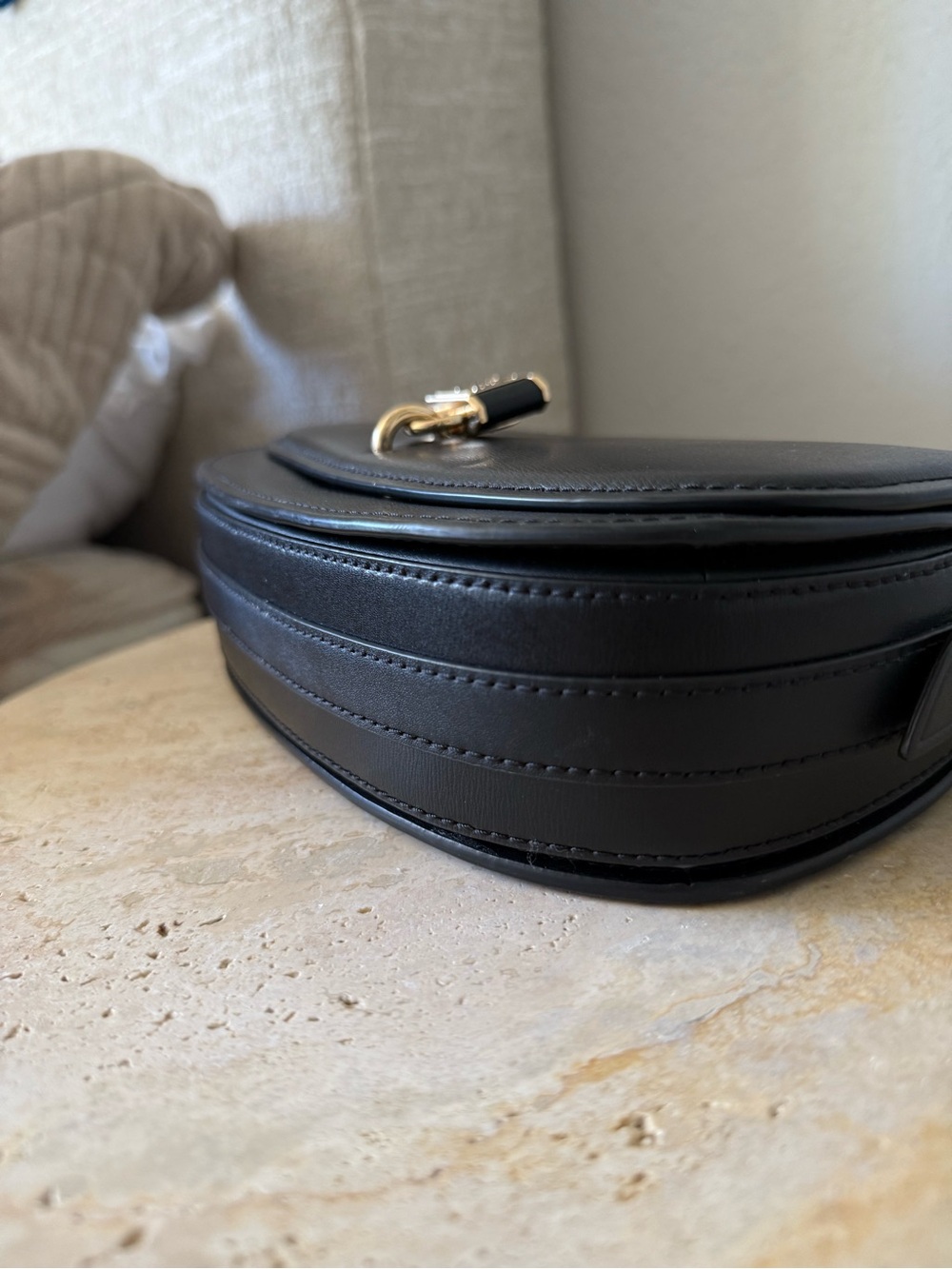 Michael Kors Black Leather Shoulder Bag Wide Strap Gold Hardware NWT - Picture 5 of 14